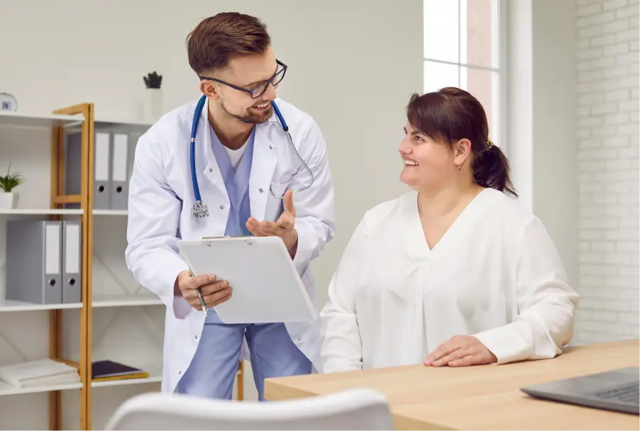 Woman speaking with a doctor