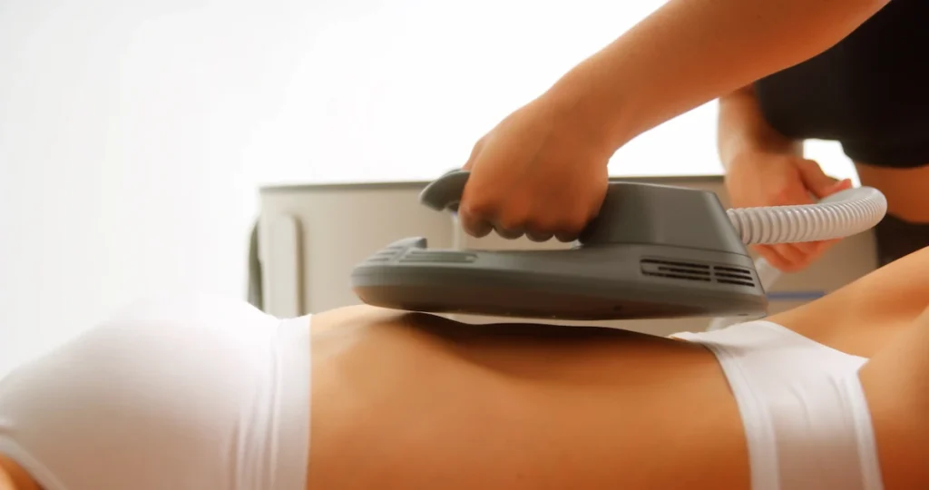 Emsculpt device in use