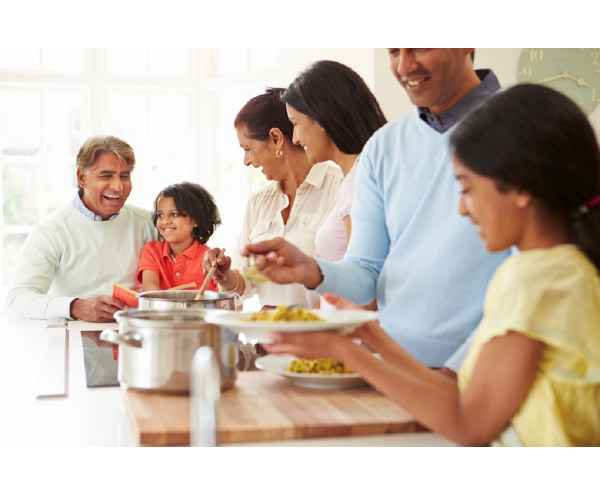 Tips for healthy families include planning meals and cooking together. Teaching your children about portion control at an early age is important.