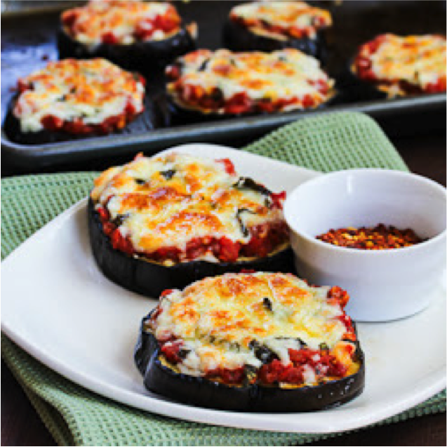 Eggplant pizza with garlic and Italian seasonings