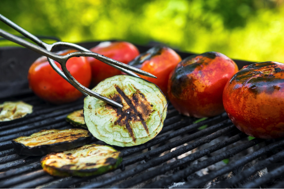 Healthy vegetables barbecuing on grill
