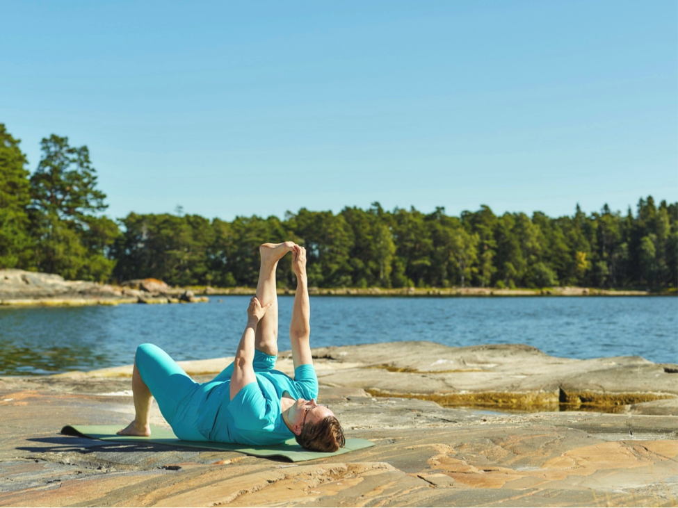 Woman working out outside as her fitness technique and distraction