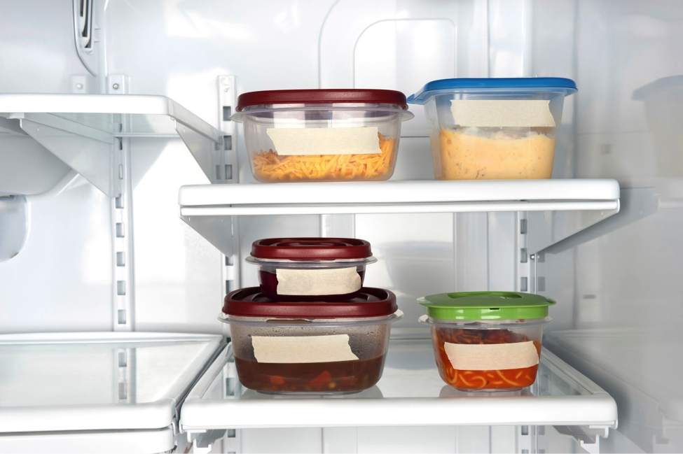 Tupperware of leftovers for parents on the go watching their back-to-school health.