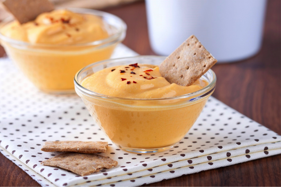 Healthy pumpkin dip in small bowls