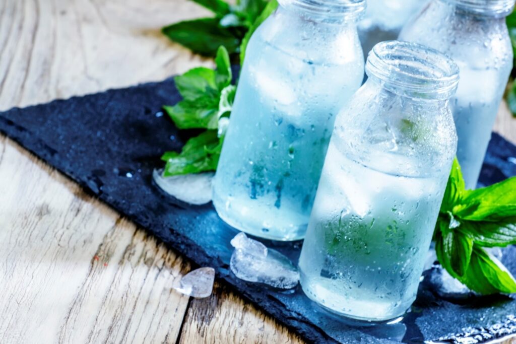 Glasses of drinking water on table