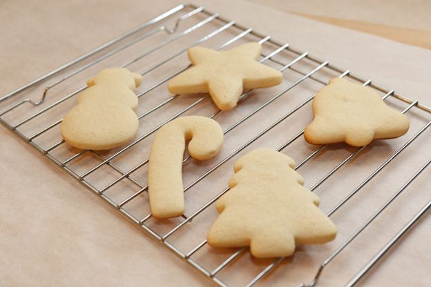 Christmas cookies on a cooling rack