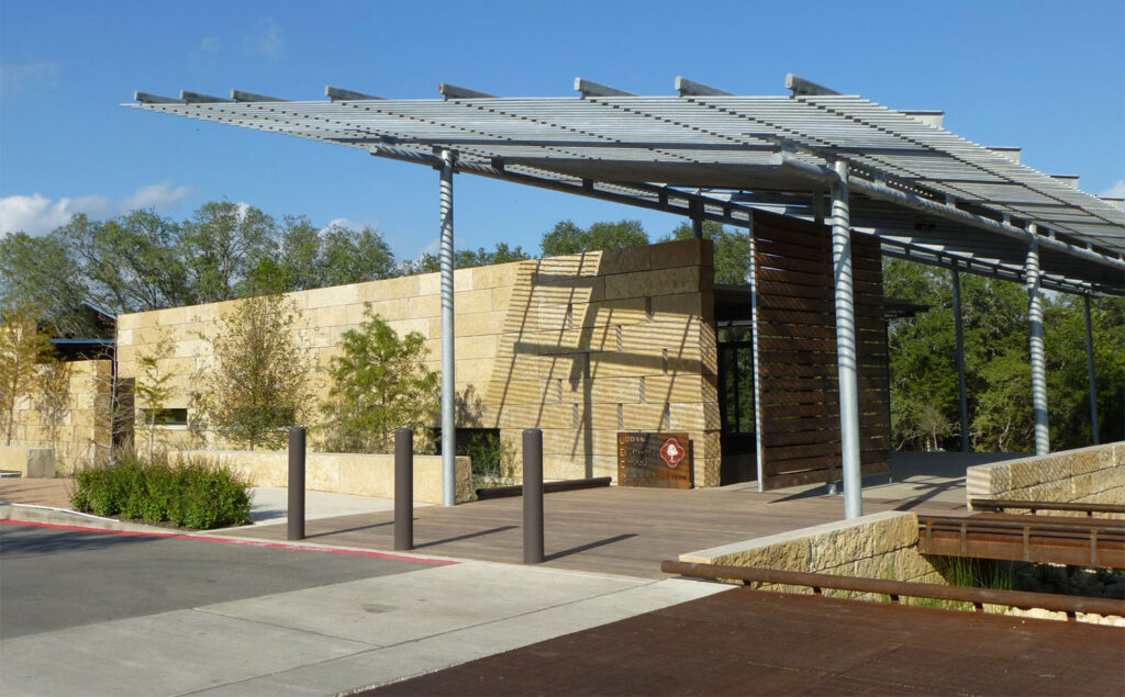 Modern overhang at the Phil Hardberger Park Urban Ecology Center.